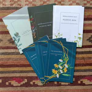 Image shows a selection of booklets for previous fleece boxes