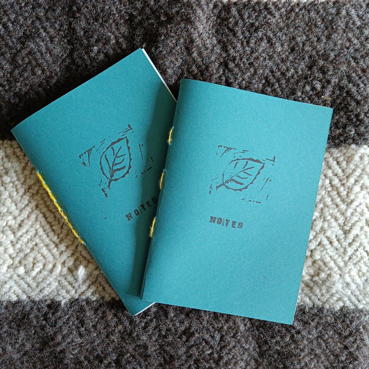 Note book with plant dyed Portland yarn binding