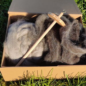 Drop Spindle Kit with Blade Shorn Wool