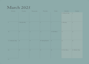 2025 A4 Spiral Bound Wall Calendar