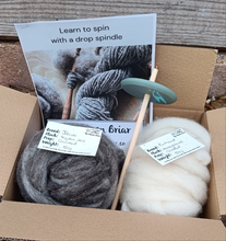 Load image into Gallery viewer, Drop Spindle Kit with Blade Shorn Wool
