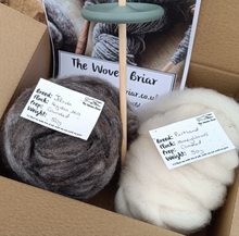 Load image into Gallery viewer, Drop Spindle Kit with Blade Shorn Wool
