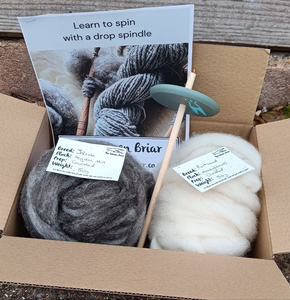 Drop Spindle Kit with Blade Shorn Wool