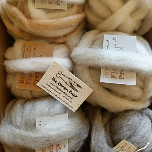 Close up of fleeces in a fleece box