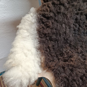 Black and White Soay Cross Sheepskin Rug