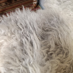 Cream and Grey Shetland Icelandic Sheepskin Rug