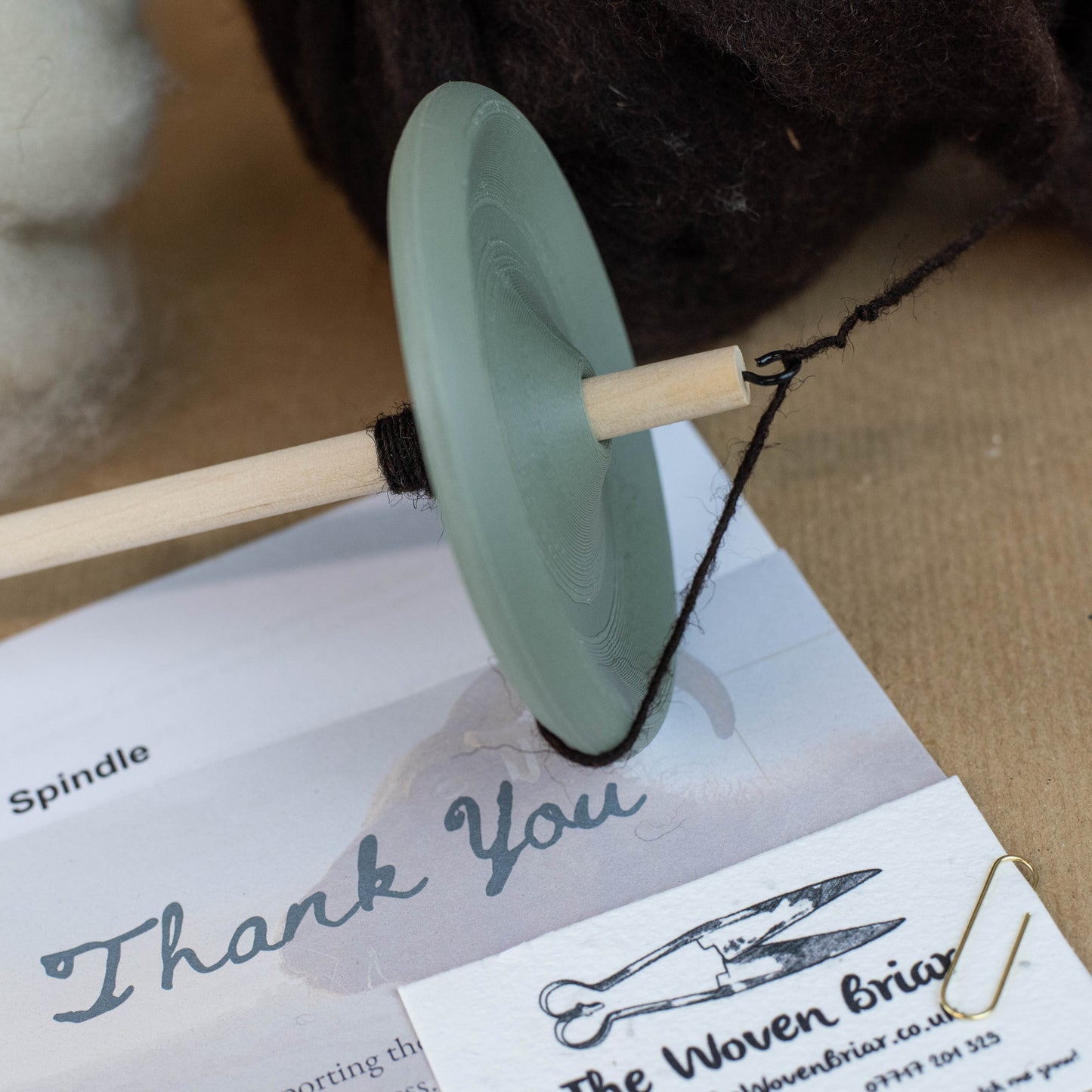 Drop Spindle Kit with Blade Shorn Wool