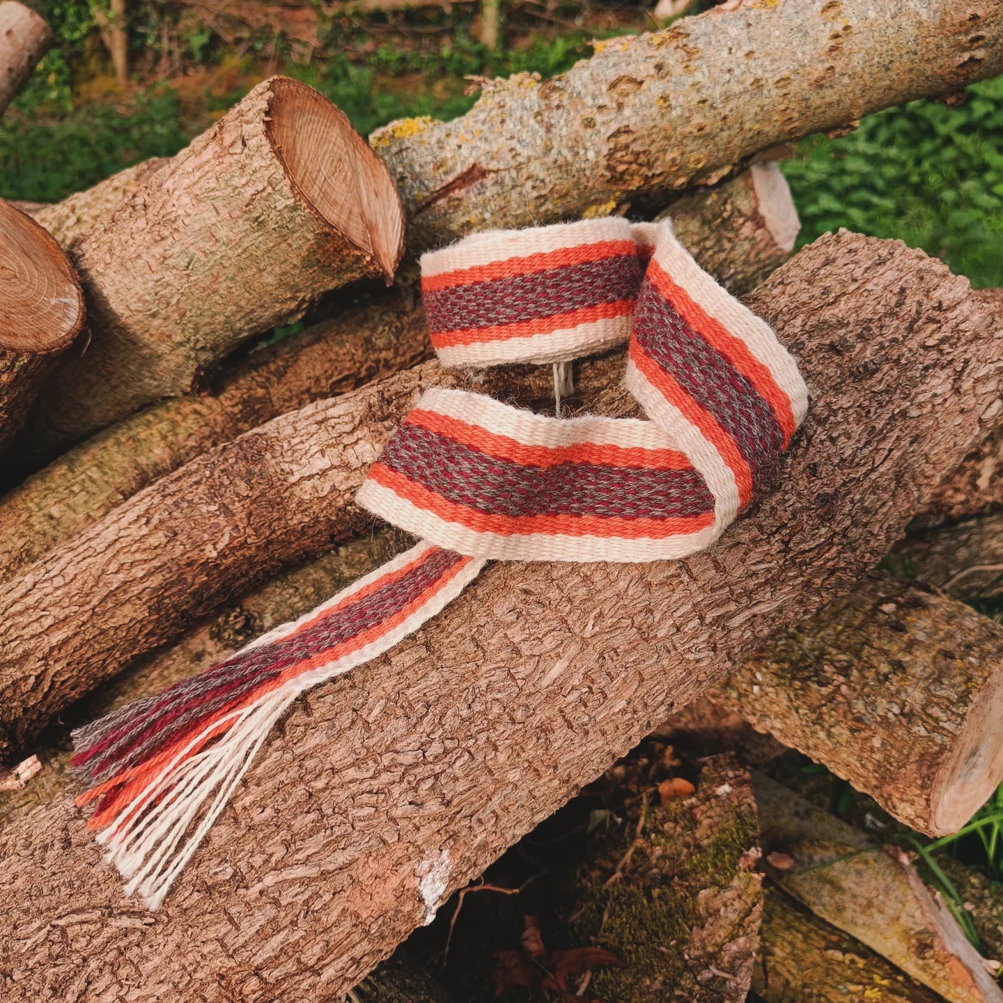 Hand woven wool band