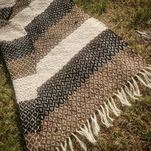 Ronsson. High welfare, hand-crafted lamb's wool throw from our three Shetland Icelandic cross rams.